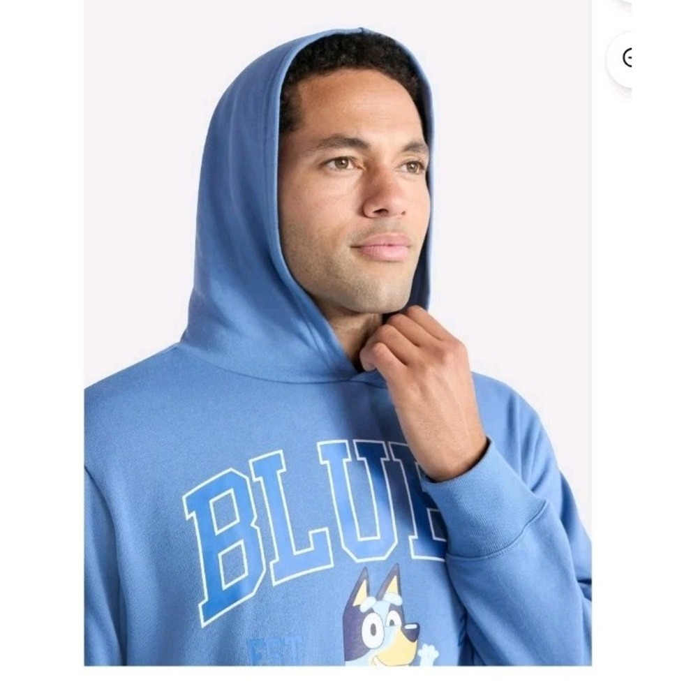 Bluey Mens Hoodie XL Blue Unisex Sweatshirt Kangaroo Pocket Mad Engine NEW - Picture 5 of 10